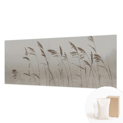 Non-woven wall mural with a grasses-in-fog motif