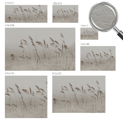Non-woven wall mural with a grasses-in-fog motif