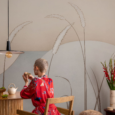 Photo wallpaper with a gentle grasses design
