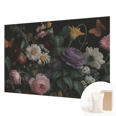 Wall mural for bedroom with a floral design for an elegant bedroom look