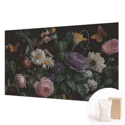 Wall mural for bedroom with a floral design for an elegant bedroom look