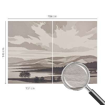 Wallpaper mural for living room featuring a peaceful landscape
