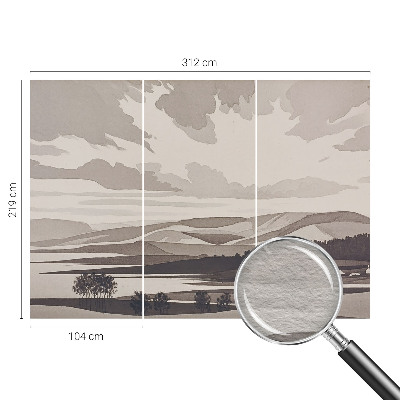 Wallpaper mural for living room featuring a peaceful landscape
