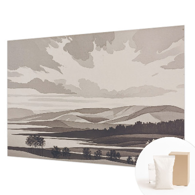 Wallpaper mural for living room featuring a peaceful landscape