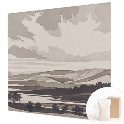 Wallpaper mural for living room featuring a peaceful landscape