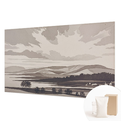 Wallpaper mural for living room featuring a peaceful landscape