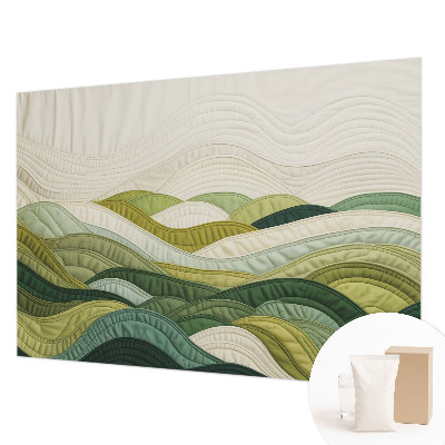 Bedroom wall mural wallpaper with the Fabric Hills design