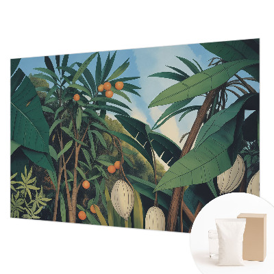 Modern wall mural for bedroom with a tropical jungle design