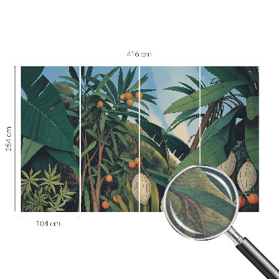Modern wall mural for bedroom with a tropical jungle design