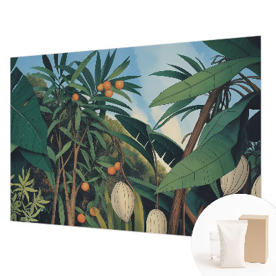 Modern wall mural for bedroom with a tropical jungle design