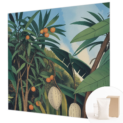 Modern wall mural for bedroom with a tropical jungle design