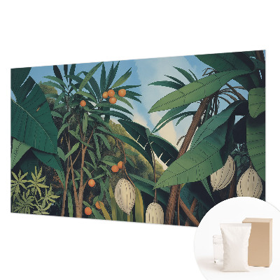 Modern wall mural for bedroom with a tropical jungle design
