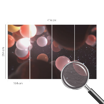 Custom size wall mural with a space balls design