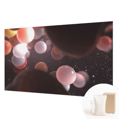 Custom size wall mural with a space balls design