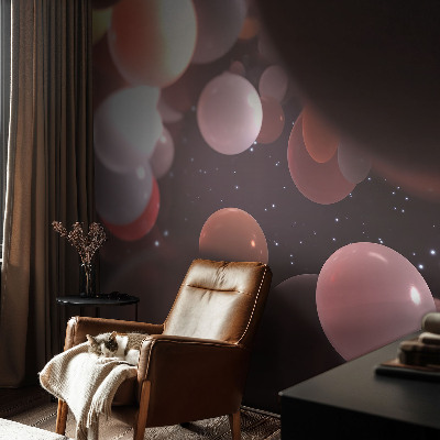 Custom size wall mural with a space balls design