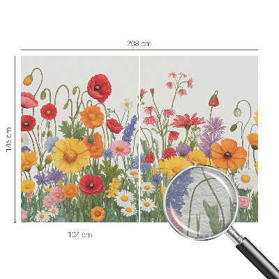 Modern wall mural for living room with a flower meadow design
