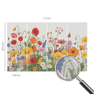 Modern wall mural for living room with a flower meadow design