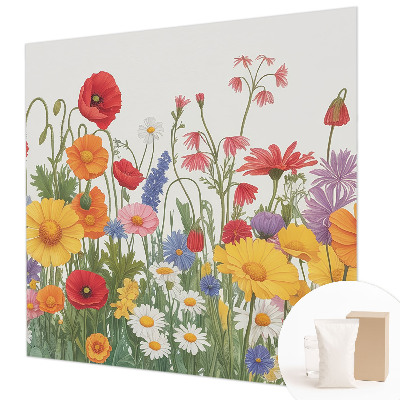 Modern wall mural for living room with a flower meadow design