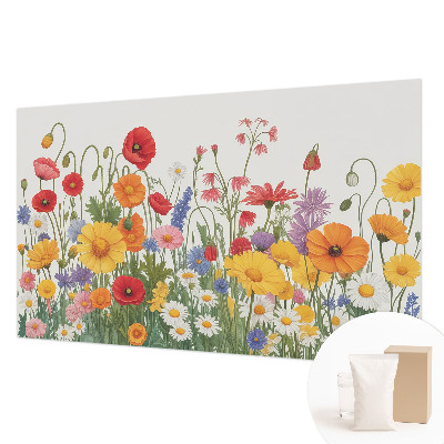 Modern wall mural for living room with a flower meadow design
