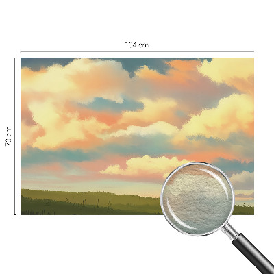 Large wall mural with a sky and clouds motif