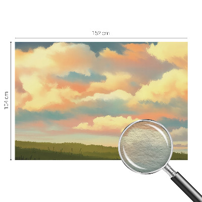 Large wall mural with a sky and clouds motif