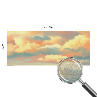 Large wall mural with a sky and clouds motif