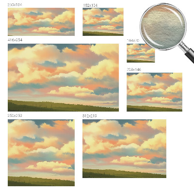 Large wall mural with a sky and clouds motif