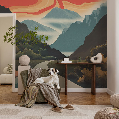 High quality photo wallpaper with a mountain adventure motif