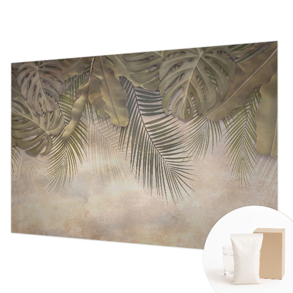 Premium wall mural for bedroom with a tropical leaves design