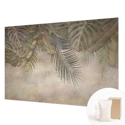 Premium wall mural for bedroom with a tropical leaves design