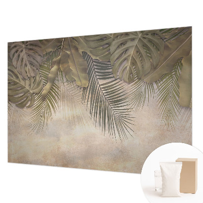 Premium wall mural for bedroom with a tropical leaves design