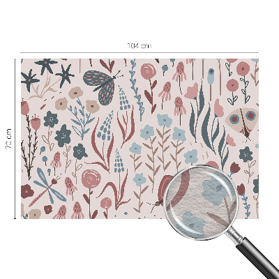 High quality wall mural wallpaper with a floral and insect motif