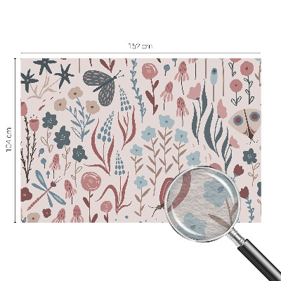 High quality wall mural wallpaper with a floral and insect motif