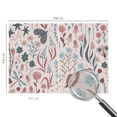 High quality wall mural wallpaper with a floral and insect motif