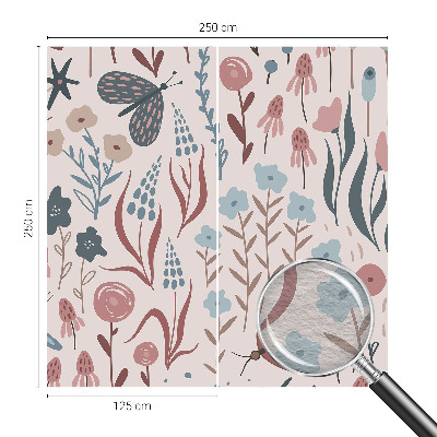High quality wall mural wallpaper with a floral and insect motif