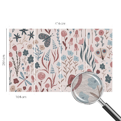 High quality wall mural wallpaper Flowers insects
