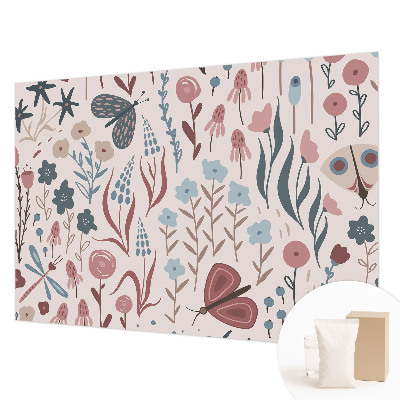 High quality wall mural wallpaper Flowers insects