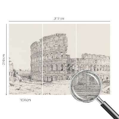 Decorative wall mural for living room featuring an ancient ruins motif