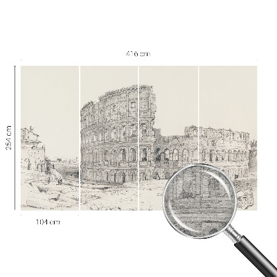 Decorative wall mural for living room featuring an ancient ruins motif