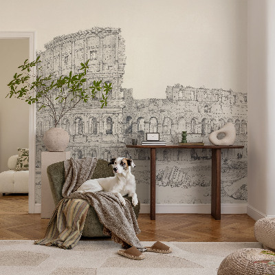 Decorative wall mural for living room featuring an ancient ruins motif