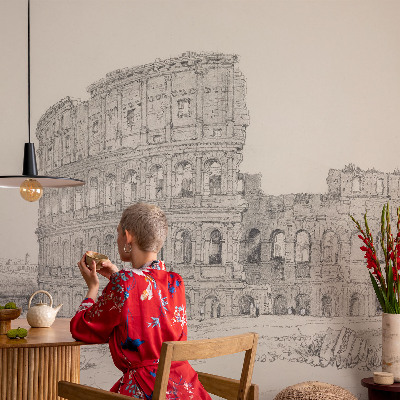 Decorative wall mural for living room featuring an ancient ruins motif