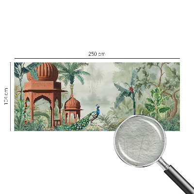 Non-woven photo wallpaper with a 'Peacock Gardens' decorative motif