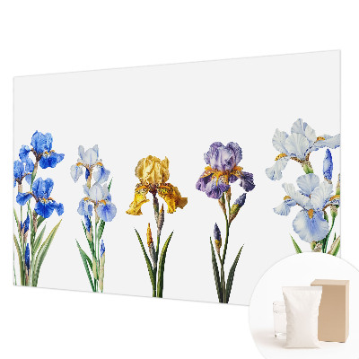 Wallpaper mural with iris flowers motif