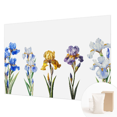 Wallpaper mural with iris flowers motif