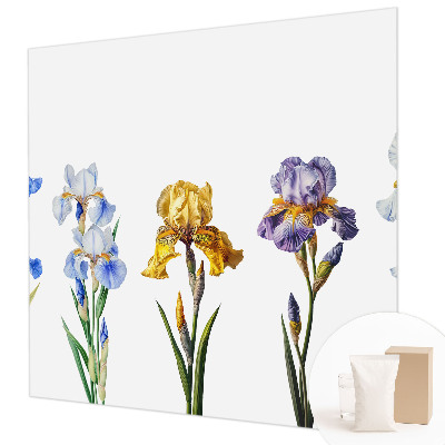 Wallpaper mural with iris flowers motif