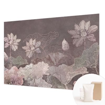 Wall mural for bedroom featuring a peaceful botanical design