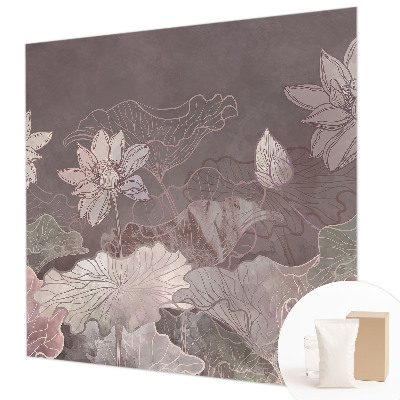 Wall mural for bedroom featuring a peaceful botanical design