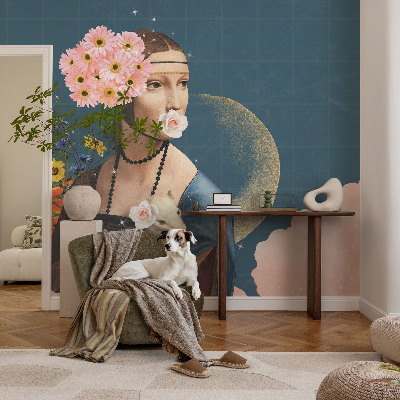 Wall mural for living room with a floral elegance design