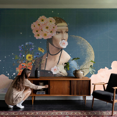 Wall mural for living room with a floral elegance design