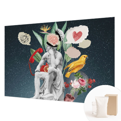 Wallpaper mural for living room featuring surrealist art